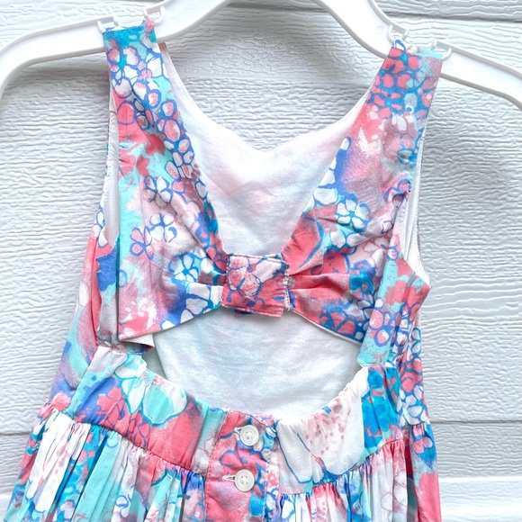 Gap Factory 18-24 dress watercolor cotton candy floral peekaboo back with button - Picture 7 of 10